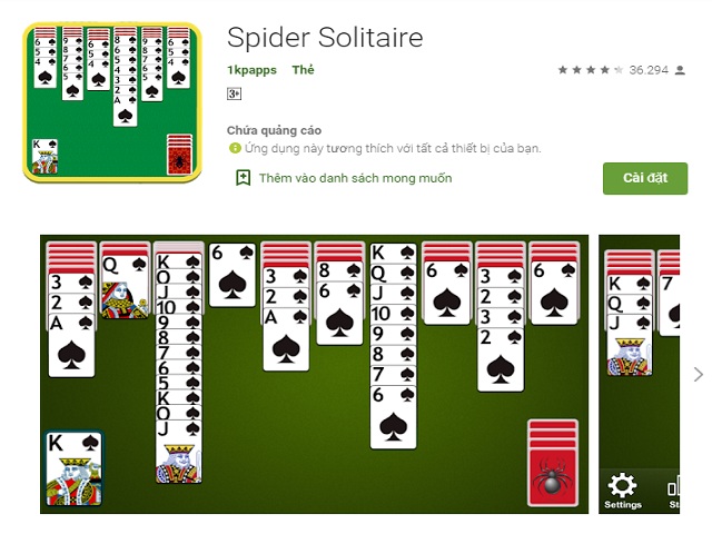 trò chơi solitaire nhện