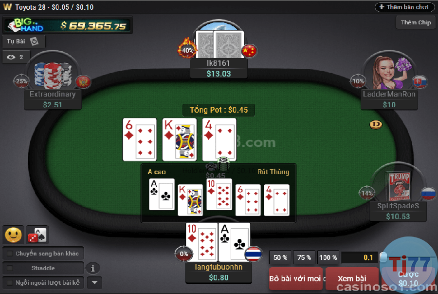 Sòng chơi bài Poker ăn tiền