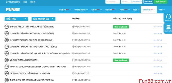 Khuyến mãi Thể thao Fun88