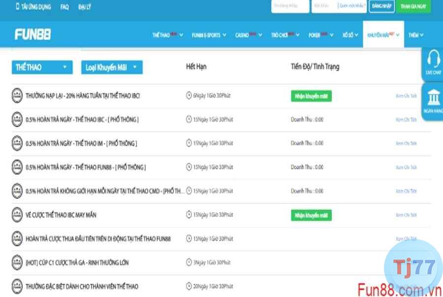 khuyến mãi ưu đãi Fun88